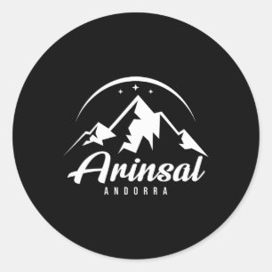 Adesivo Redondo Arinsal Andorra Ski Resort Skiting Snowboard