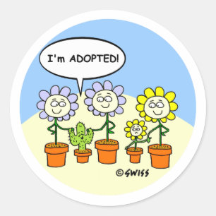 Adesivo Redondo Arizona de Cartoon Engraçado e Flores de Adoção