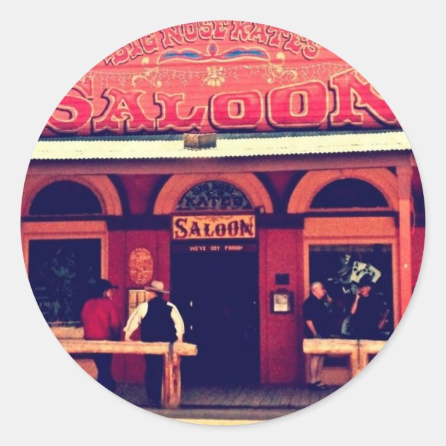 Adesivo Redondo Arizona de Saloon Tombstone do Big Nose Kate (Frente)