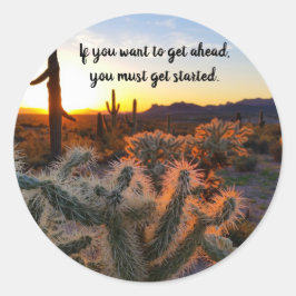 Adesivo Redondo Arizona Desert Sunset Cactus Inspiration Say