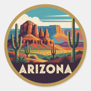 Adesivo Redondo Arizona EUA Paisagens Desérticas E Grande Canyon