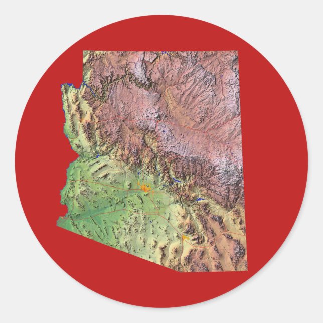 Adesivo Redondo Arizona Map Sticker (Frente)