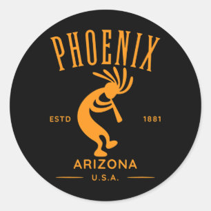 Adesivo Redondo Arizona Phoenix dançando Kokopelli Design