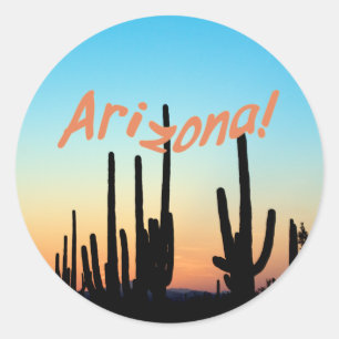 Adesivo Redondo Arizona! Por do sol do Saguaro