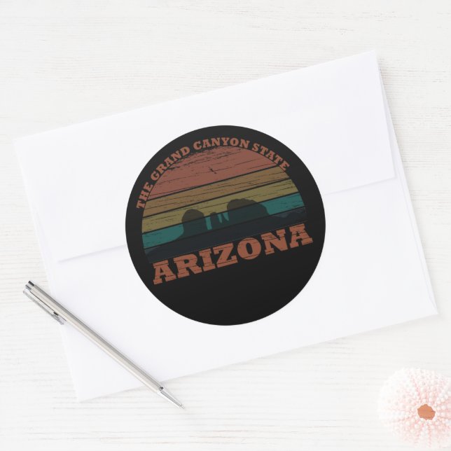 Adesivo Redondo Arizona sedona Grand canyon — retro paisagístico (Envelope)