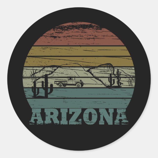 Adesivo Redondo Arizona Sedona vintage sunset retro az (Frente)