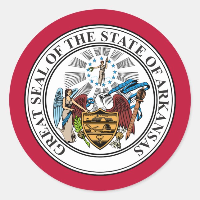 Adesivo Redondo Arkansan Seal, Arkansas (Frente)