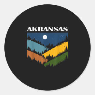 Adesivo Redondo Arkansas Souvenir Hiking Mountains Night Sky