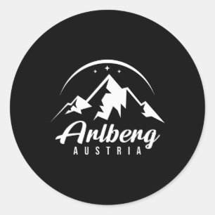 Adesivo Redondo Arlberg Áustria Ski Resort Skibome Snowboard Sou