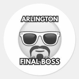 Adesivo Redondo Arlington Final Boss Cool Emoji Sticker