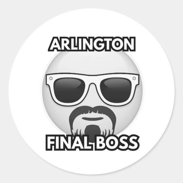 Adesivo Redondo Arlington Final Boss Cool Emoji Sticker (Frente)