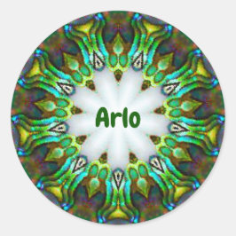 Adesivo Redondo ARLO ~ Personalizado Paua Shell Fractal ~