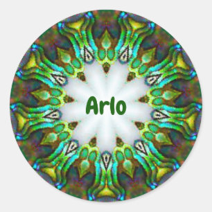 Adesivo Redondo ARLO ~ Personalizado Paua Shell Fractal ~