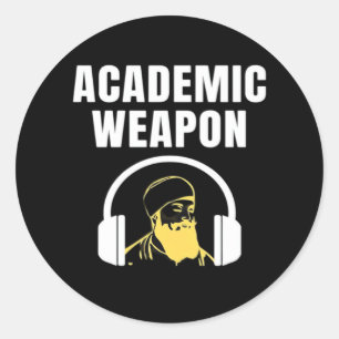 Adesivo Redondo Arma Acadêmica - Clássico Inspirador Engraçado