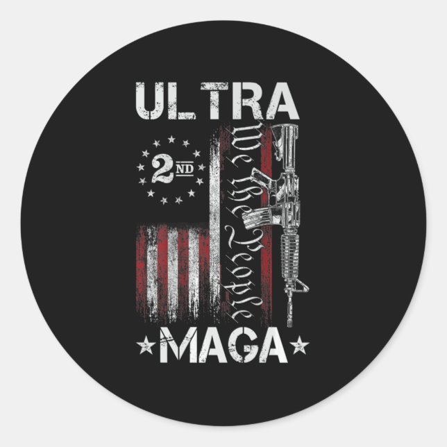 Adesivo Redondo Arma Ultra MAGA AR- Bandeira Patriótica Americana (Frente)