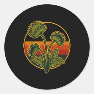 Adesivo Redondo Armadi lha Venus Flytrap Retro Pôr do Sol Planta C