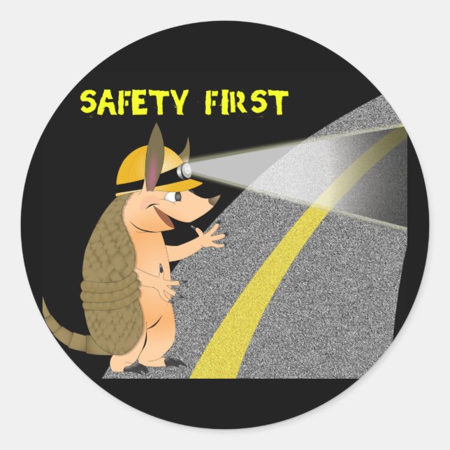 Adesivo Redondo Armadillo Safety First Sticker (Frente)