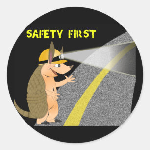 Adesivo Redondo Armadillo Safety First Sticker