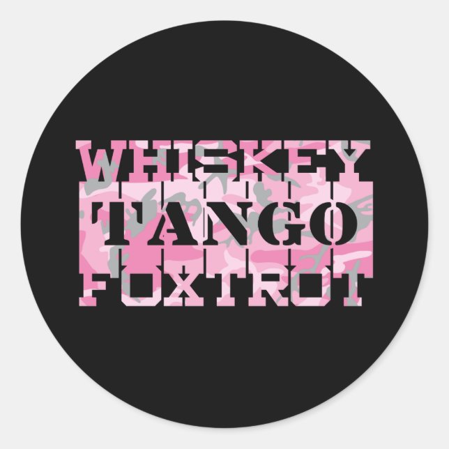 Adesivo Redondo Armário Whiskey Tango Foxtrot Pink Camo (Frente)