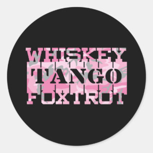Adesivo Redondo Armário Whiskey Tango Foxtrot Pink Camo