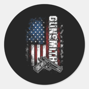 Adesivo Redondo Armas americanas patriota Grunge bandeira dos EUA