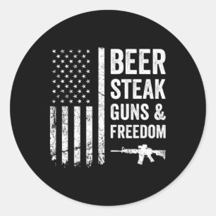 Adesivo Redondo Armas De Beer Steak E Liberdade - Churrasco Americ