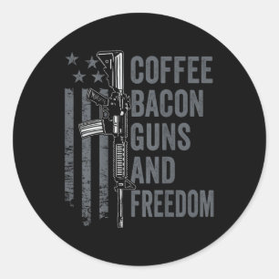 Adesivo Redondo Armas de Café Bacon &amp; Liberdade - Churrasco Gr