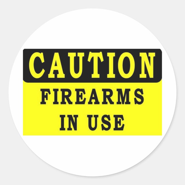 ADESIVO REDONDO ARMAS DE FOGO EM USO (Frente)