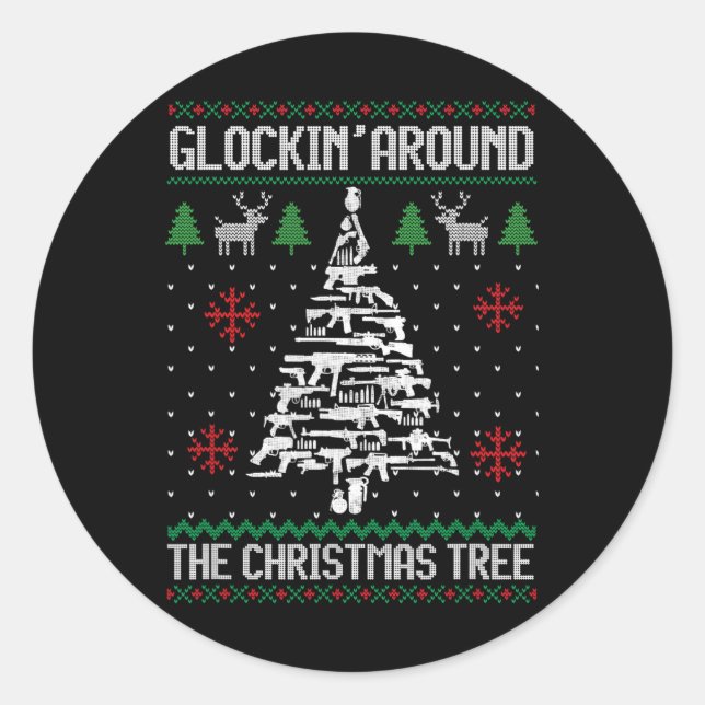 Adesivo Redondo Armas divertidas Natal feio para mulheres amantes  (Frente)