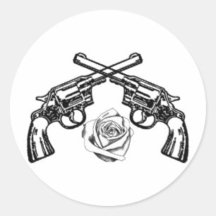 Adesivo Redondo armas e rosas