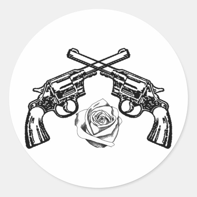 Adesivo Redondo armas e rosas (Frente)
