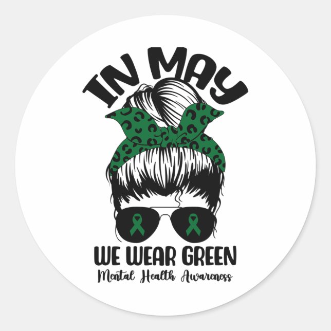 Adesivo Redondo Armas Em Maio Vestimos Consciência Mental Verde (Frente)