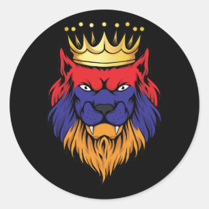 Adesivo Redondo Armênia Lion King Flag