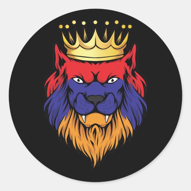 Adesivo Redondo Armênia Lion King Flag (Frente)