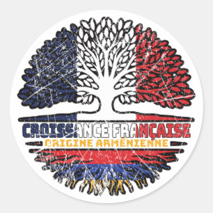 Adesivo Redondo Armênio Armênia Francês França Árvore Bandeira