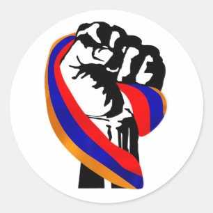 Adesivo Redondo Armênio: Bandeira do Orgulho Resiste - Homens Mulh