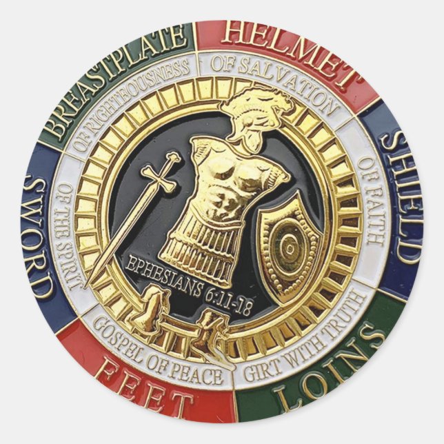 Adesivo Redondo Armor De Deus Blindagem De Faith Ephesianos (Frente)