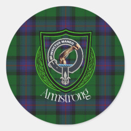Adesivo Redondo Armstrong Scottish Clan Tartan & Crest