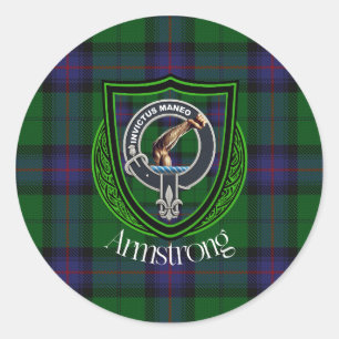 Adesivo Redondo Armstrong Scottish Clan Tartan & Crest