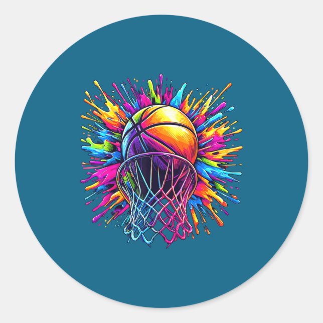 Adesivo Redondo Aro de Basquete Colorido (Frente)