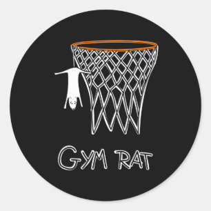 Adesivo Redondo Aro de Basquete Rato de Academia Engraçado