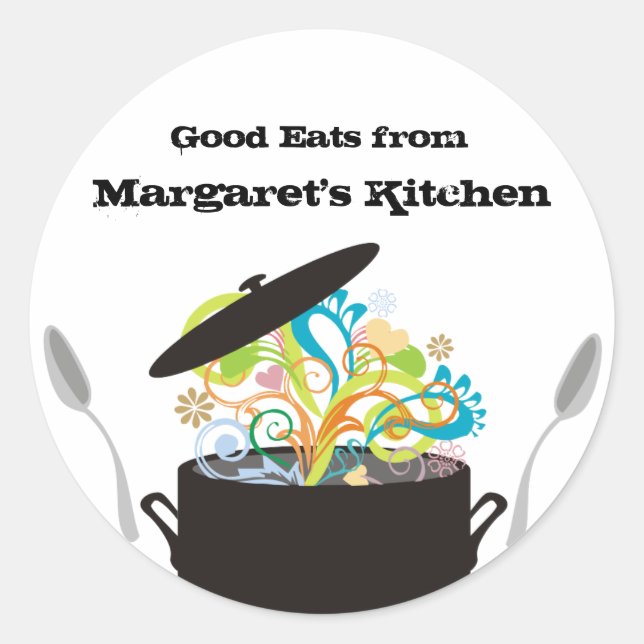 Adesivo Redondo Aroma aromático picante cozinhar pote comida etiqu (Frente)