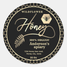 Adesivo Redondo Aroma de abelha preto, atraente e moderno, mel