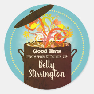 Adesivo Redondo Aromas picantes molho de ensopado de cozinhar