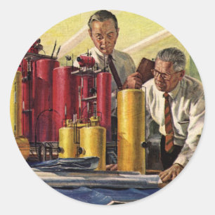 Adesivo Redondo Arquitetos Trabalhando em um Escritório, Negócios 