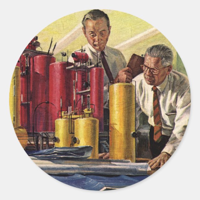 Adesivo Redondo Arquitetos Trabalhando em um Escritório, Negócios  (Frente)