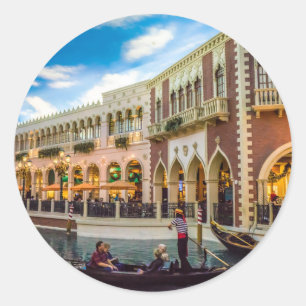 Adesivo Redondo Arquitetura do Canal de Gôndola Venetian Las Vegas