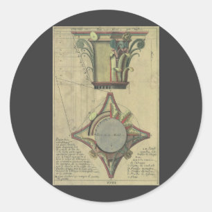 Adesivo Redondo Arquitetura do vintage, coroa principal decorativa