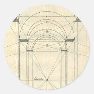 Adesivo Redondo Arquitetura Vintage, Perspectiva do Arco Renascent
