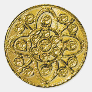 Adesivo Redondo Arquivo Dourado texturizado